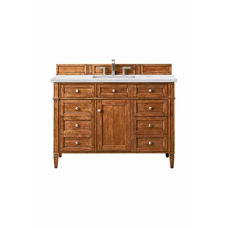 James Martin Vanities Brittany 48in Single Vanity, Saddle Brown w/ 3 CM Ethereal Noctis Quartz Top 650-V48-SBR-3ENC